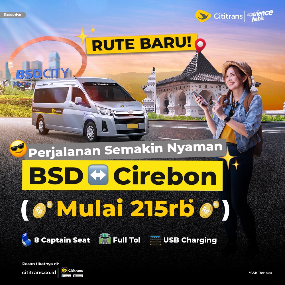 BARU! BSD-Cirebon mulai 215ribu!