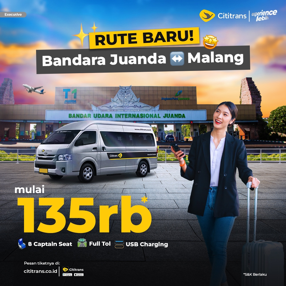 NEW! Bandara Juanda-Malang start from 135K!