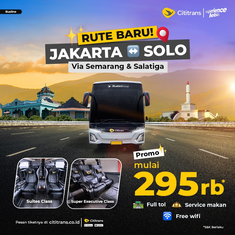 Jakarta-Salatiga-Solo PP start from 295K